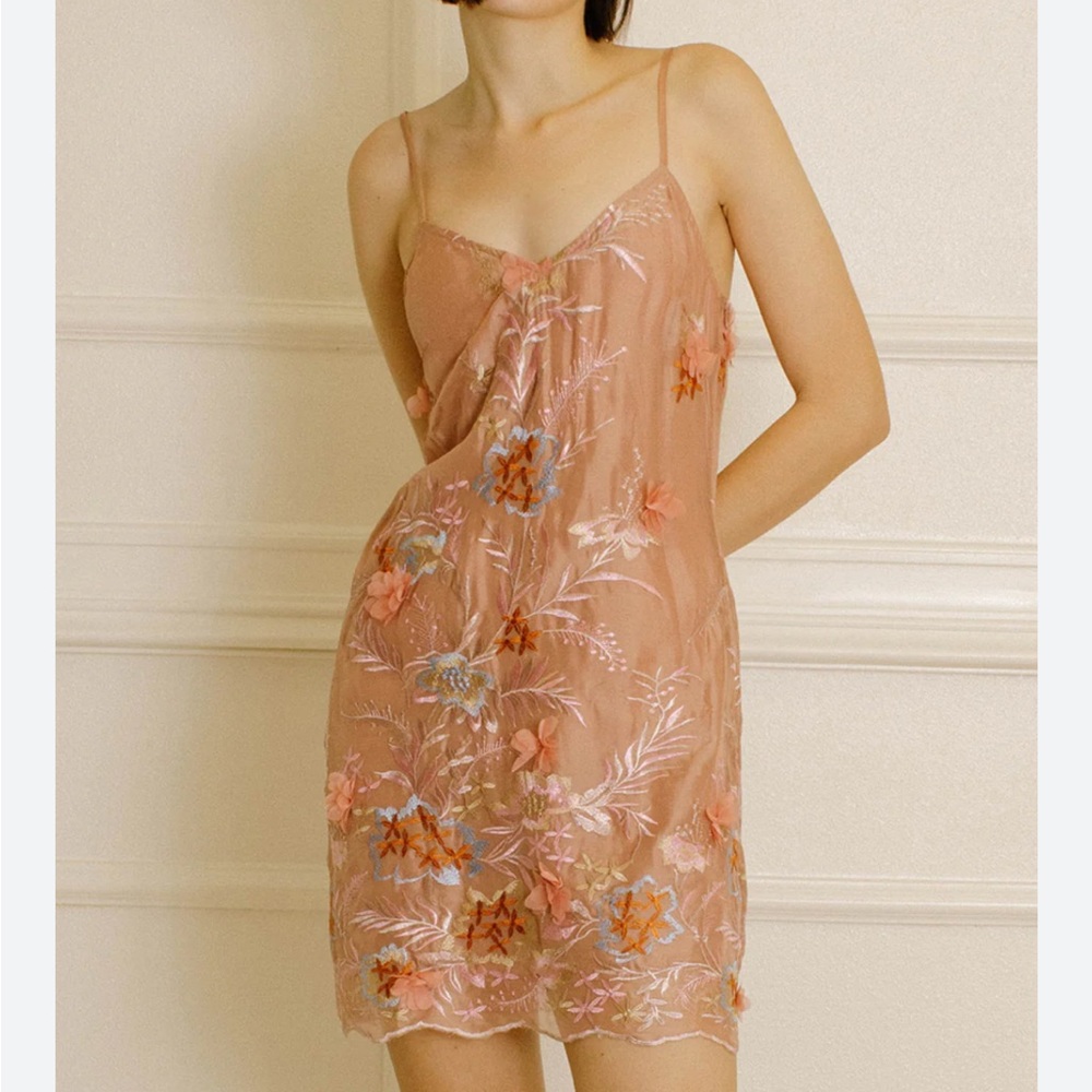 Storia Embroidered Floral Slip dress